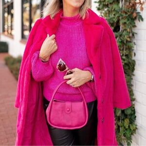 Scoop NYC Vibrant Pink Women's Faux Fur Coat